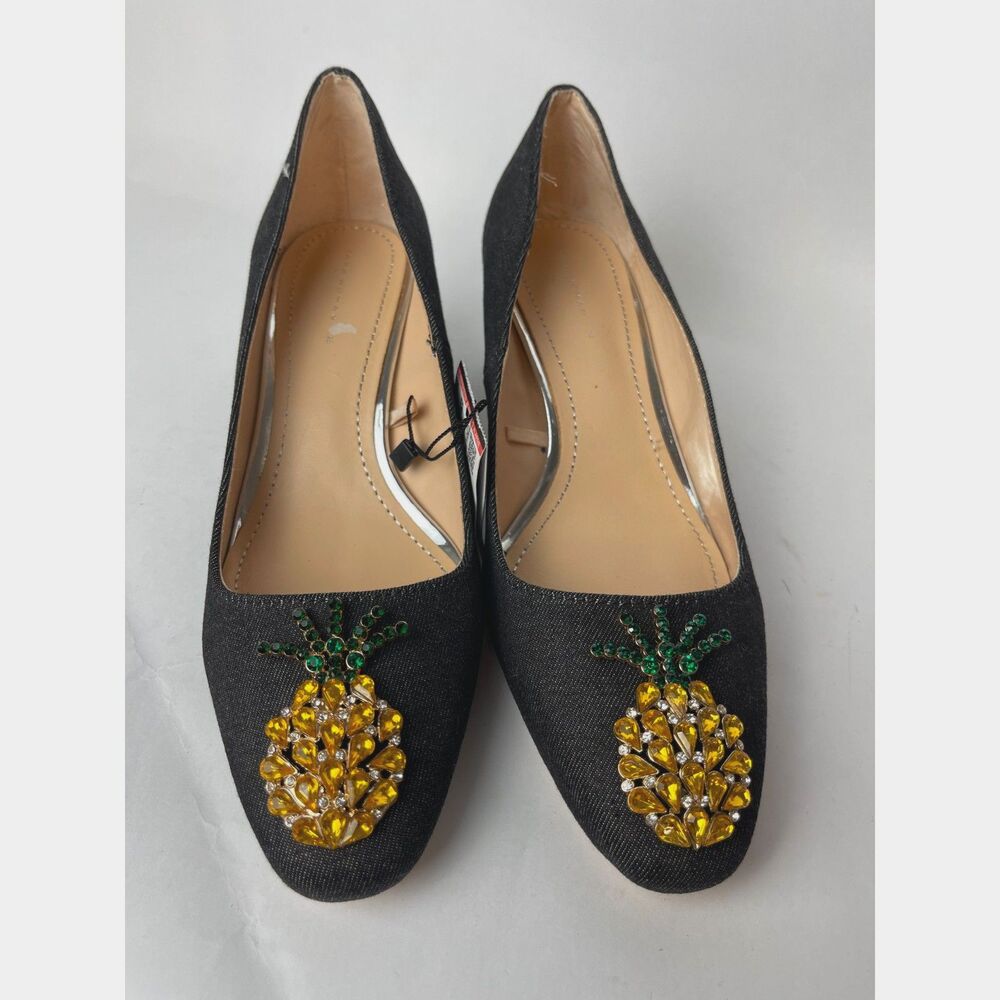 Zara Woman Black Jeweled Pineapple Embellished Heels - Size 38